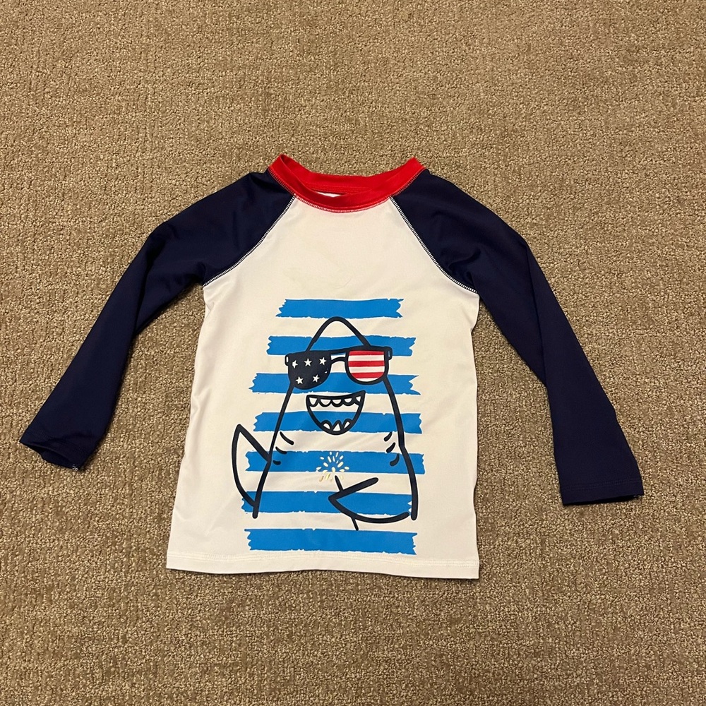 Cat & Jack Boy’s Rash Guard UPF 50+ Patriotic Shark Theme